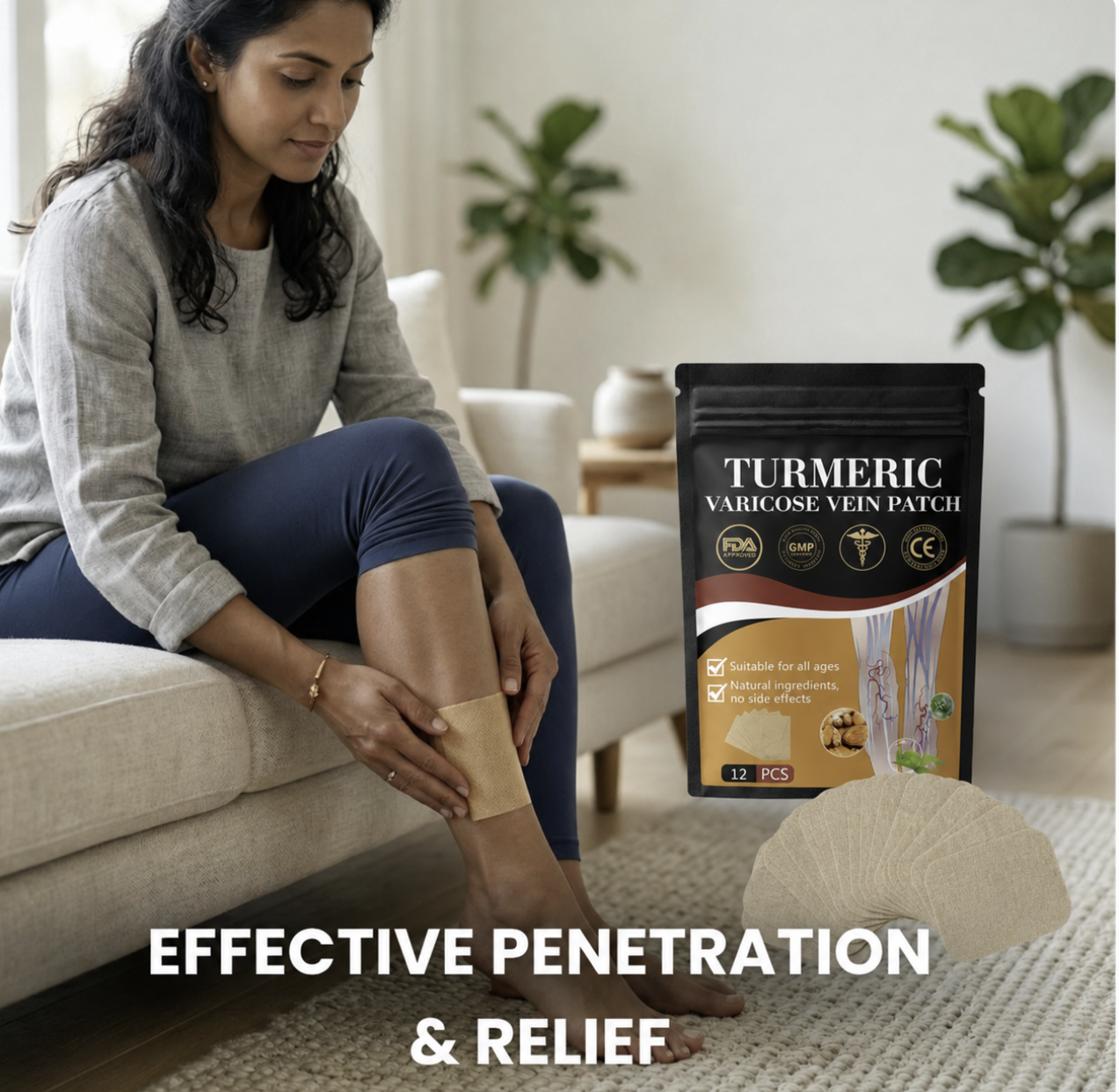 Turmeric Varicose Vein Patches | Natural Herbal Therapy for Swelling, Fatigue & Vein Health